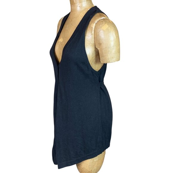 ISDA & CO Linen Blend Button-Up Tunic Vest Top Sz M Black #242L - Picture 3 of 7